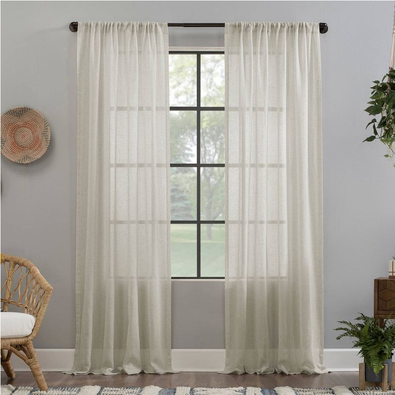 Crushed Texture Sheer Anti-Dust Curtain Panel – Clean Window 96″x52″ white