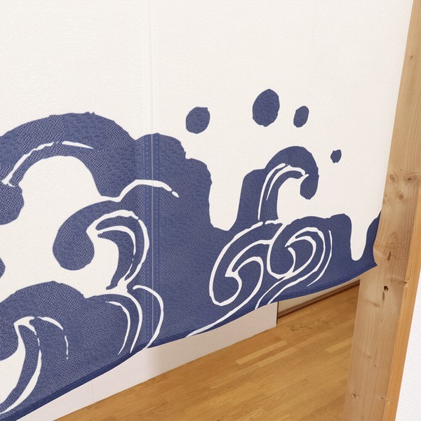 Noren Japanese door curtain 33.46×17.6 in polyester Wave Blue pattern Japan
