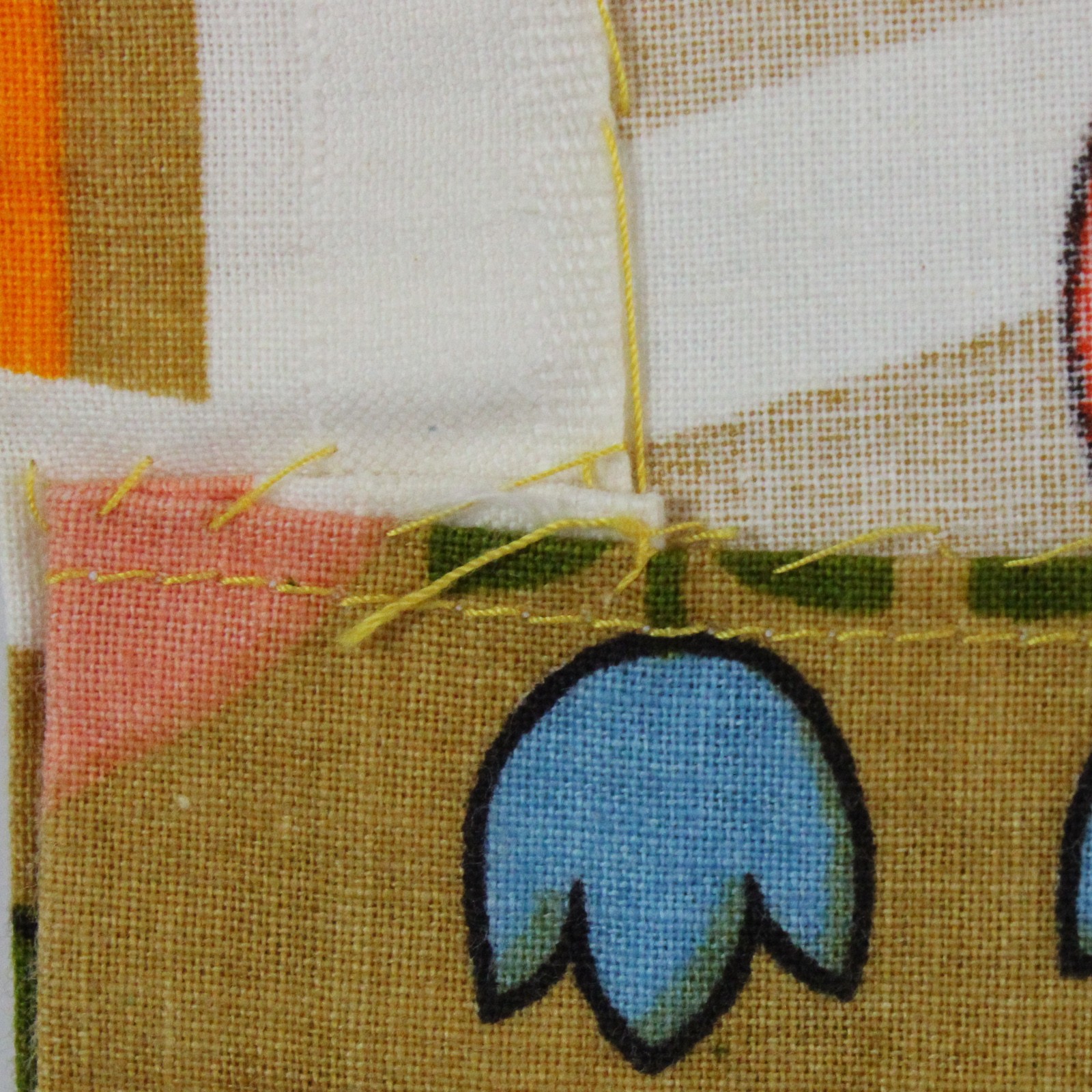 Handmade Vintage 1960s Decoplus Multicolor Cotton Valance/Wall Hanging 30″ x 44″