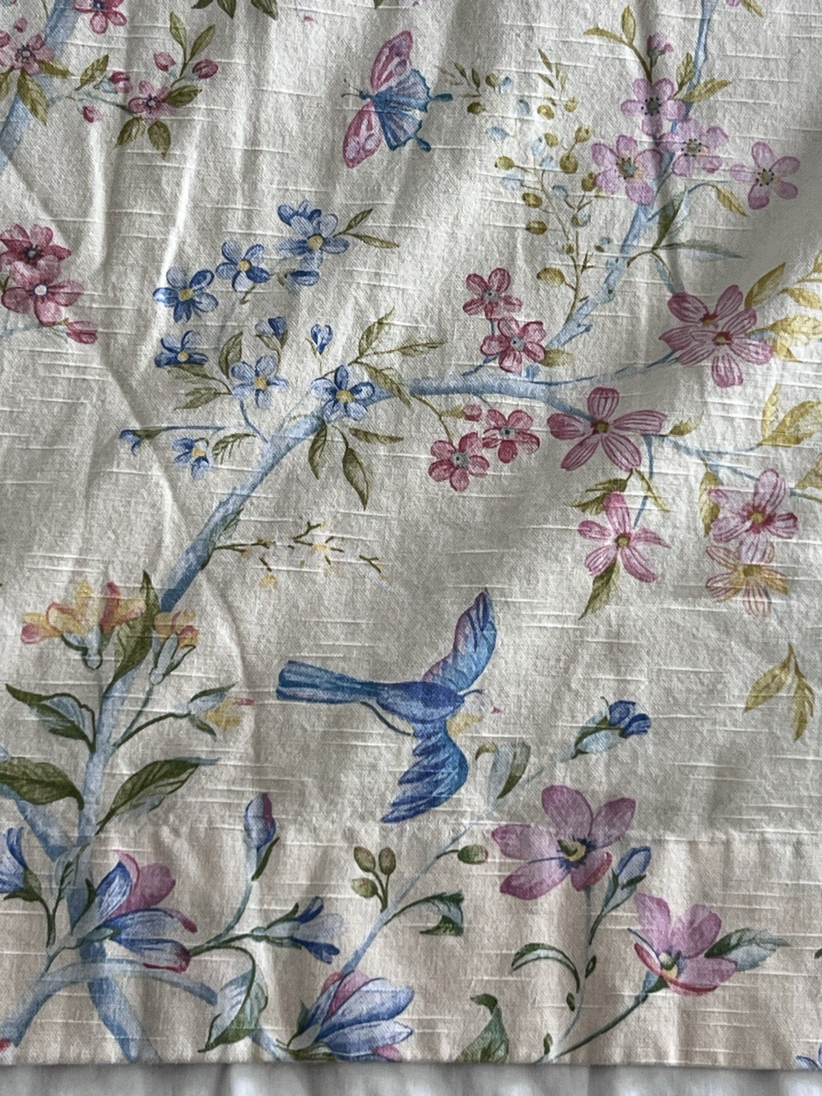 Vintage Waverly SPRING MORNING Birds Custom Lined ONE Curtain Drape Panel 50×72