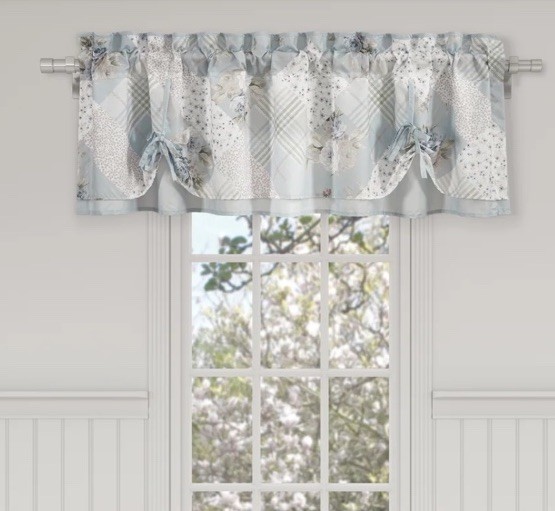 Royal Court Home The Bungalow Spa Tie-Up Window Valance Spa Blue & White Floral