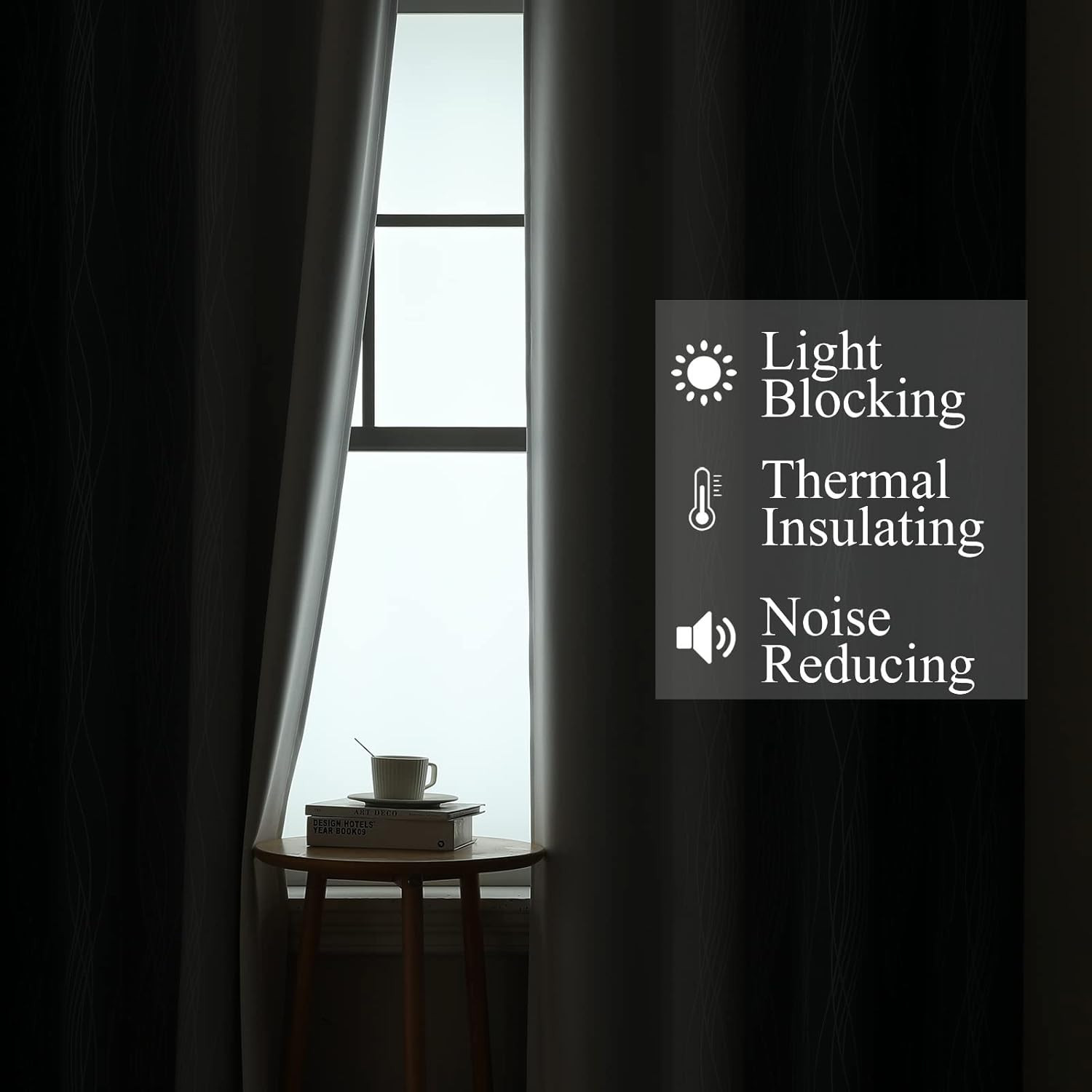 Navy Blue and Greyish White Blackout Curtains for Bedroom 84 Inches Long, Full R