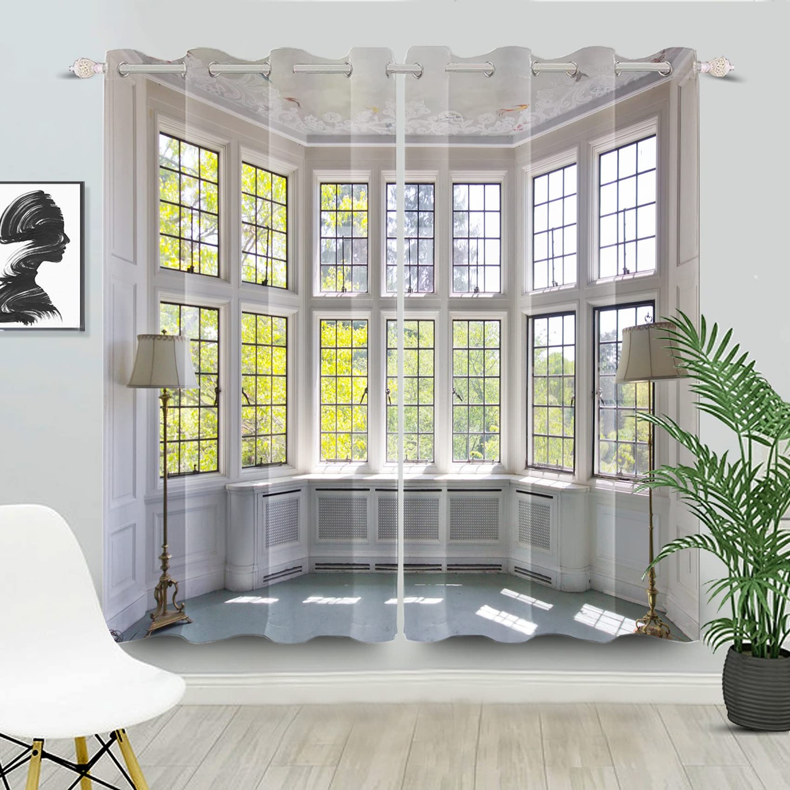 Window Landscape Window Curtains 3D French Window Scenery White Modern Balcon…
