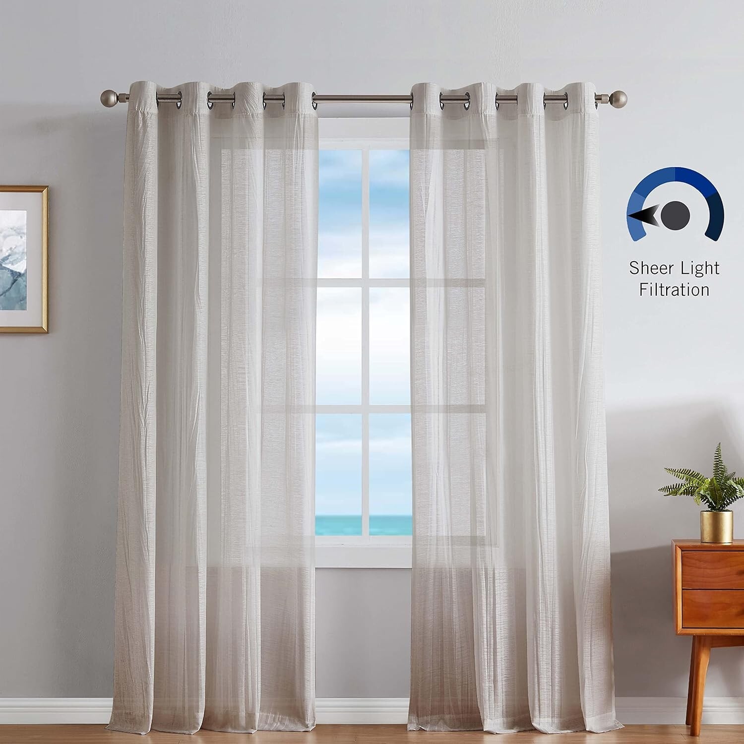 Nautica Cordelia Crushed Sheer Gommets Two Extra Wide Window Panels 52″ X 84″
