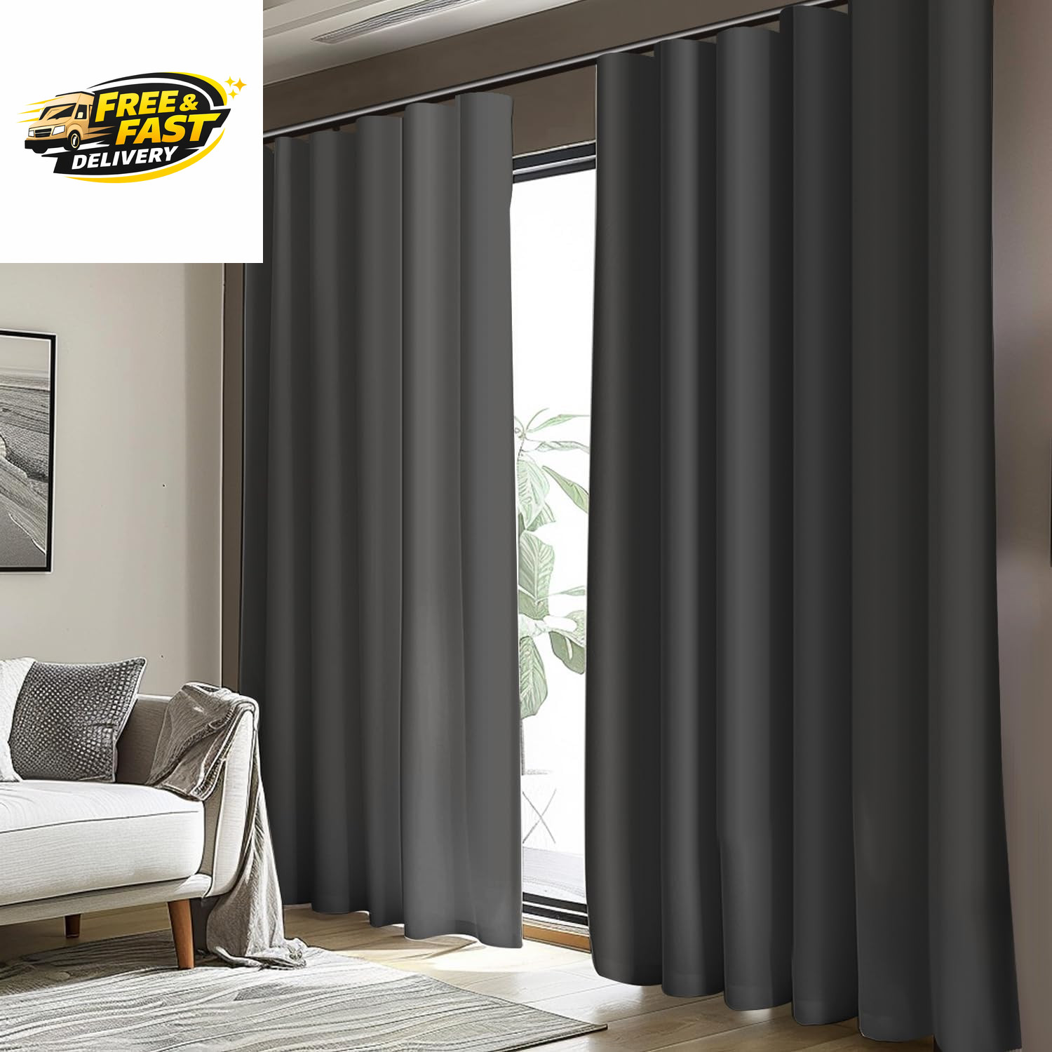Room Divider Curtains, Blackout Ceiling Track Curtains with Hooks Wall Dividers