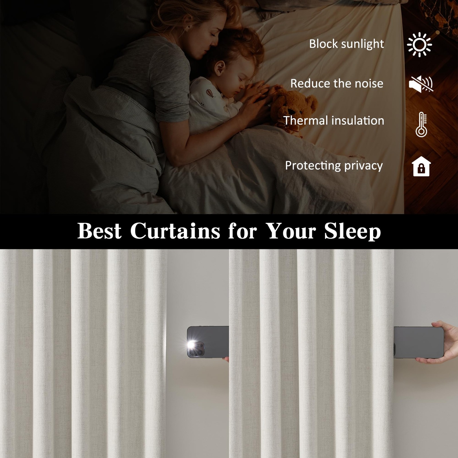 144 Inch Blackout Curtains 2 Panels Linen Textured 2 Story Extra Long Noise R…