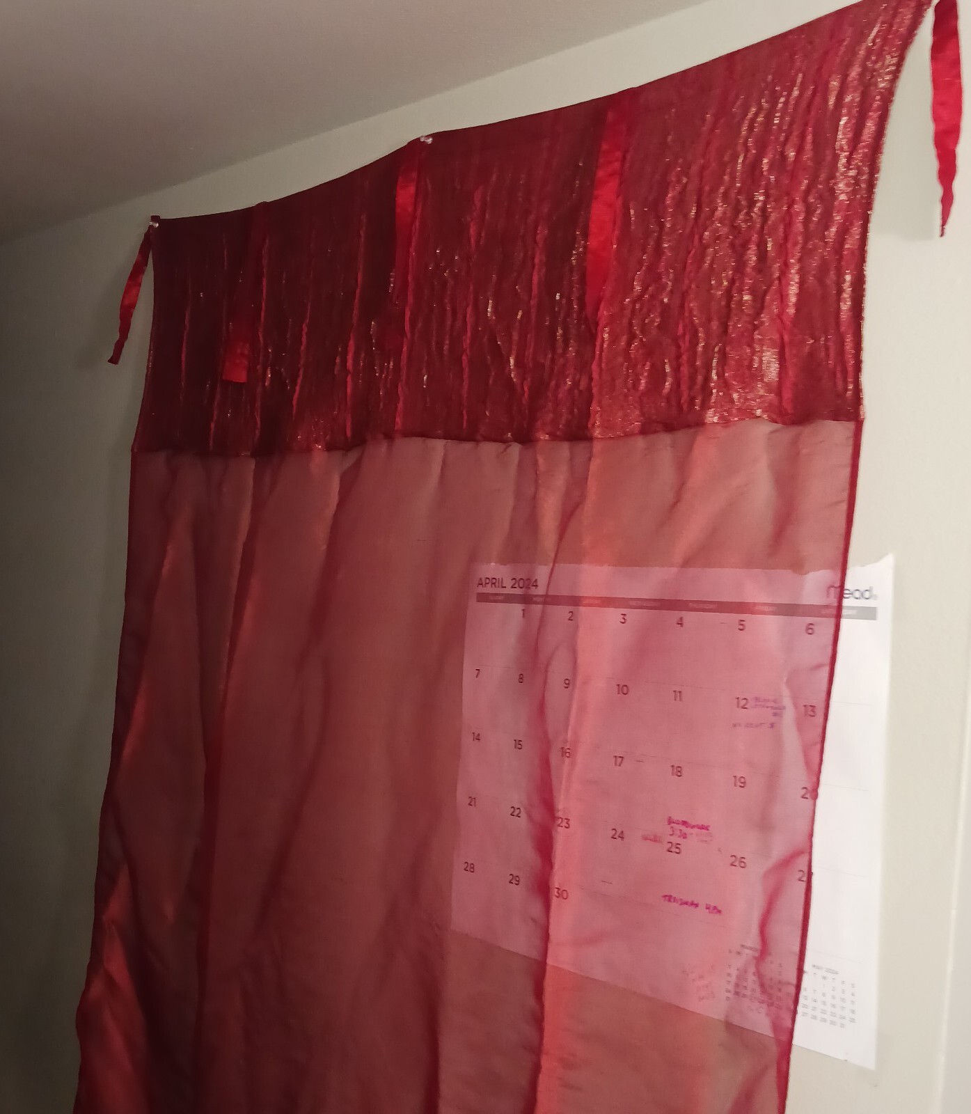 India Jacquard Trim Ceiling to Floor Window Coverings Red Set of 4 Panels