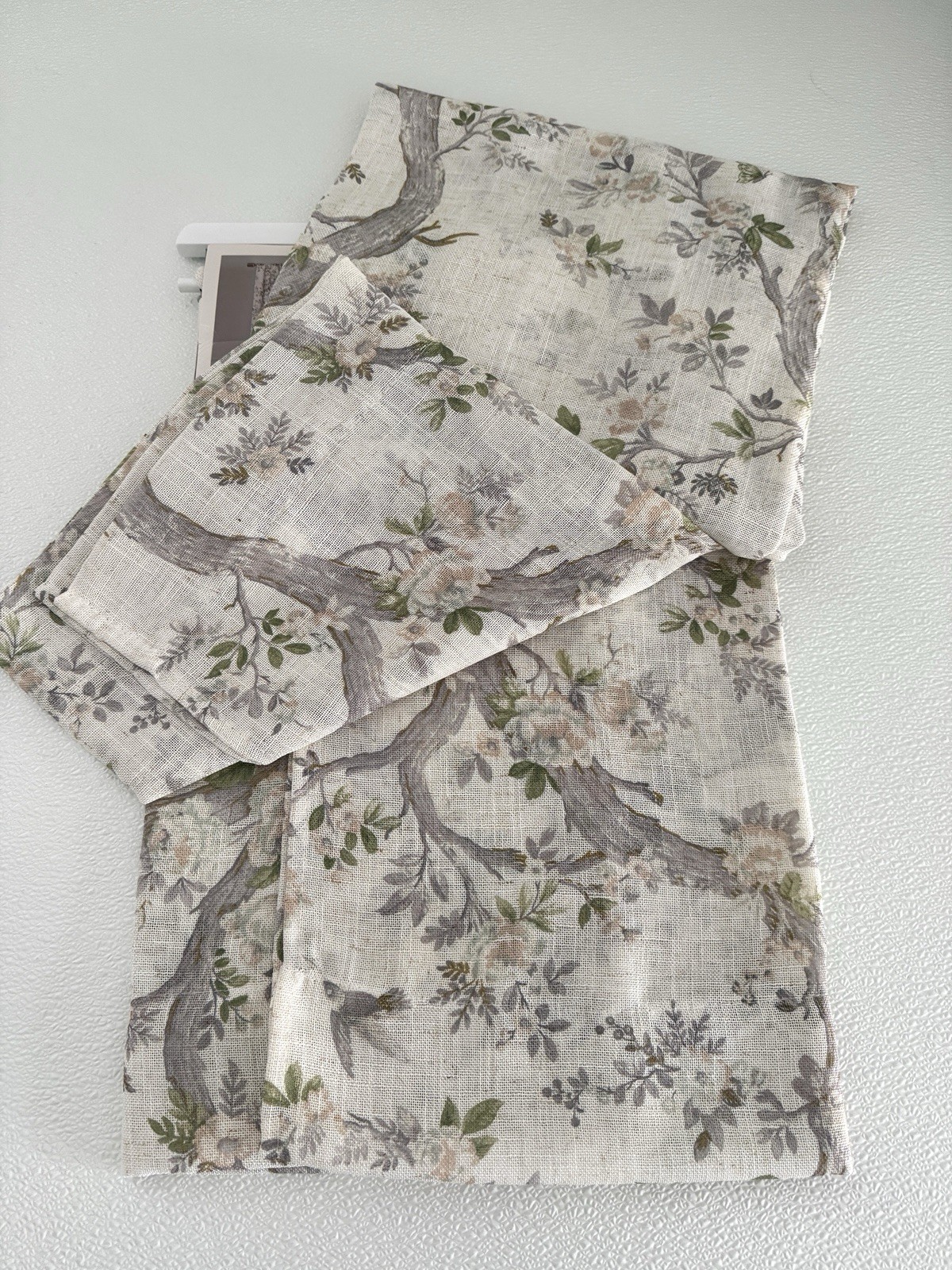 Laura Ashley Window Curtains 2 Panels 38 x 84″ Linen Khaki Gray Cream Pole Top