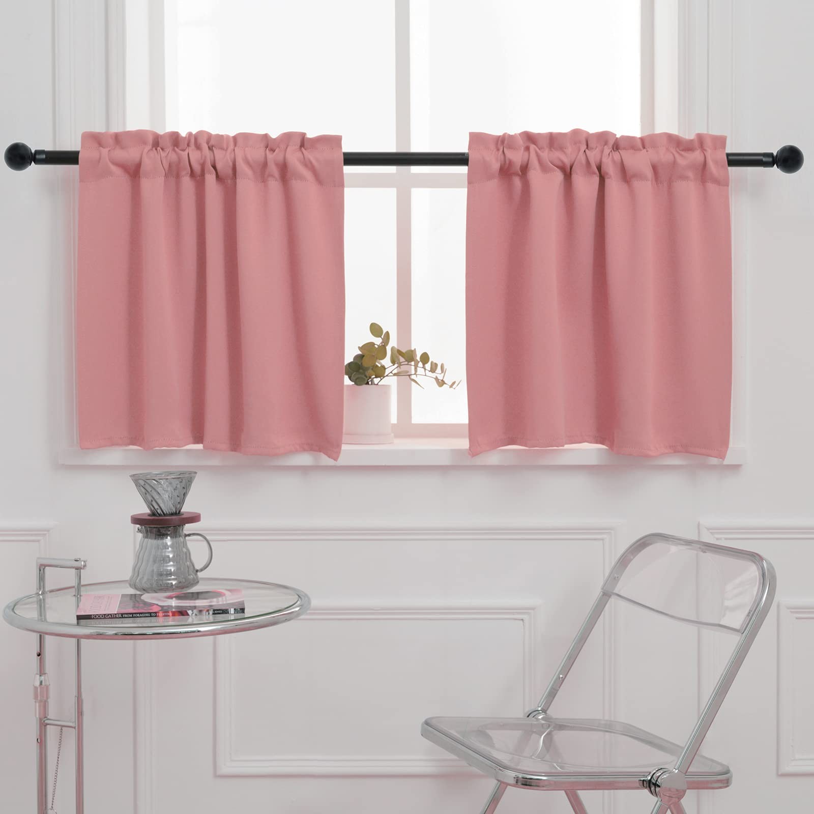 Cafe Curtain Half Window Tier Curtain 30 Inches Length, Rod Pocket Kitchen Cu…