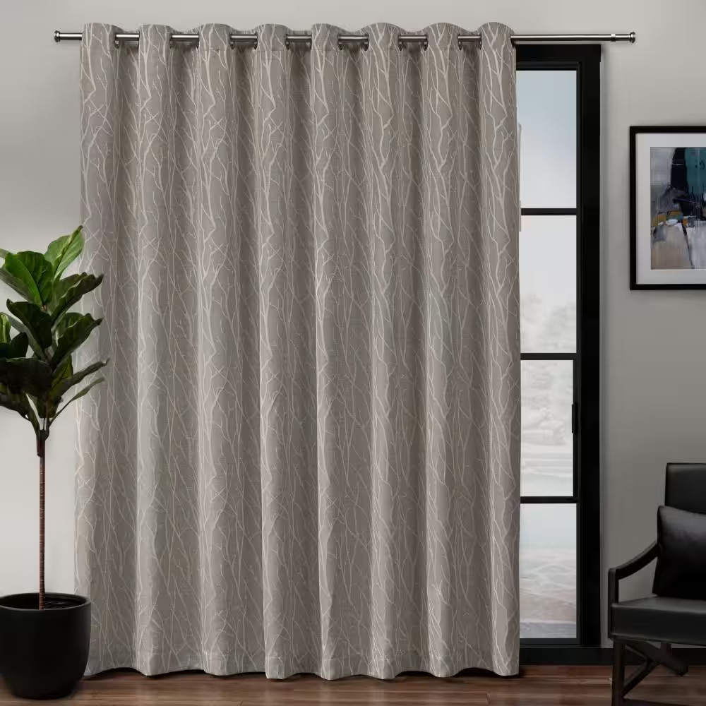 Forest Hill Patio Natural Nature Woven Room Darkening Grommet Top Curtain, 108 I