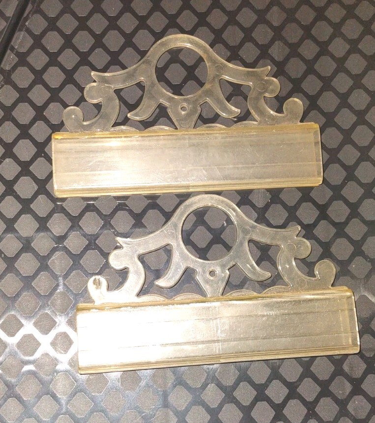 2 Clear Vintage Ornate Plastic Window Shade Pulls Roller Shades Grips Pull-Down