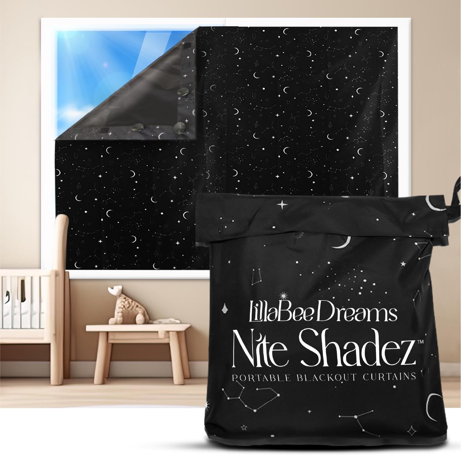 Portable Blackout Curtains (60″ x 80″) – Travel Blackout Curtains for Baby Nu…