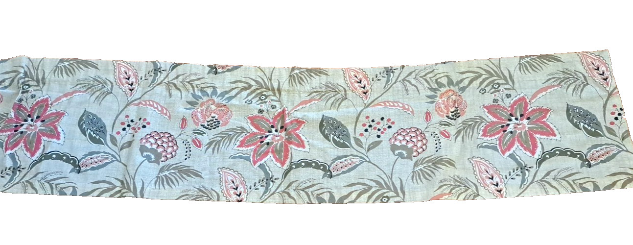 Floral Curtain Valance Pink Beige Baroque Flowers Cottage Boho Long 70×15