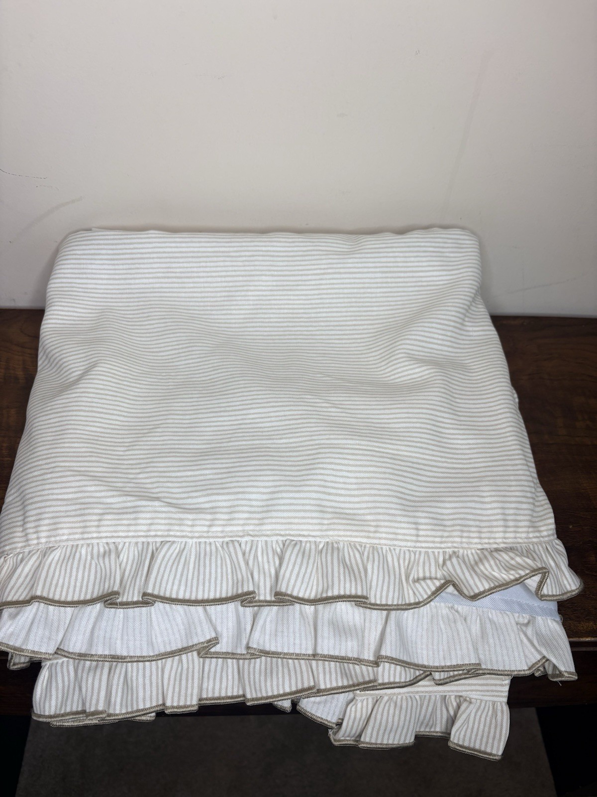 West elm Pinstripe Ruffle Blackout (1) Curtain 48×108 Natural