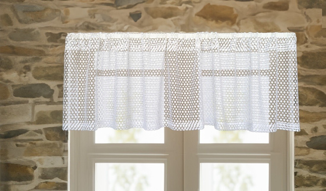 Heritage Lace White COBBLESTONE Window Valance 60″x16″ – Made in USA!