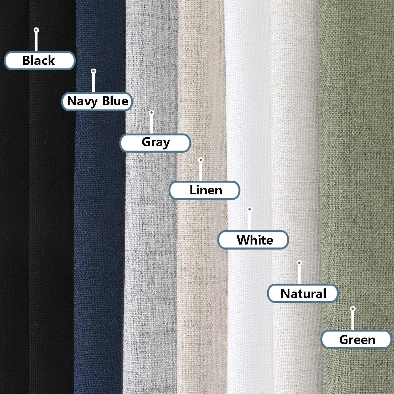 Natural Cafe Curtains 24 Inch Length, Light Filtering Faux Linen Slub Textured S