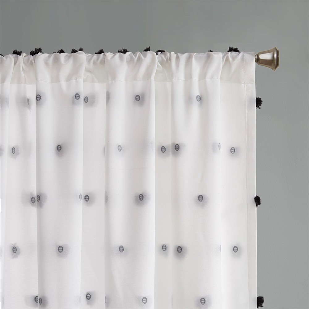 Pom Pom Emb hed Curtain Panel(Only 1 Pc Panel)
