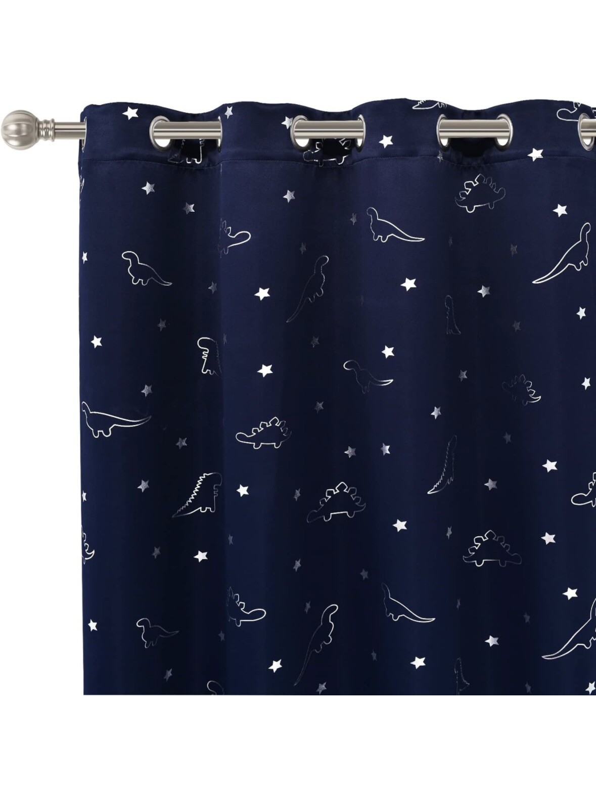 LORDTEX Dinosaur & Star Foil Print Blackout Curtains for Kids Room Thermal 52×45