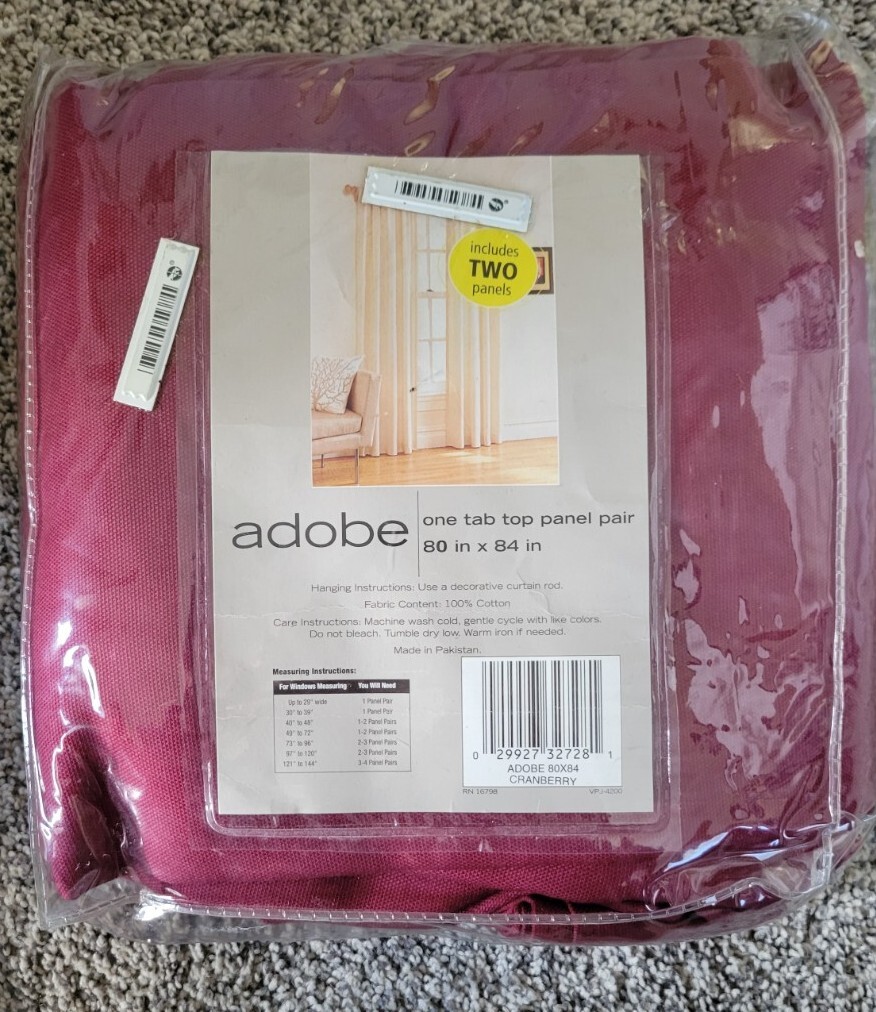 Adobe Cranberry 84″ Tab Top Panels (2) Heavy Cotton
