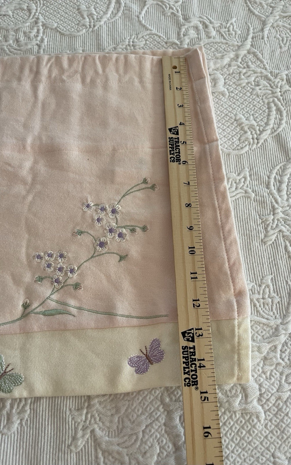 Kids Line Luxury Embroidered Valance Flowers Butterfly Pink Nursery Girl 60×15