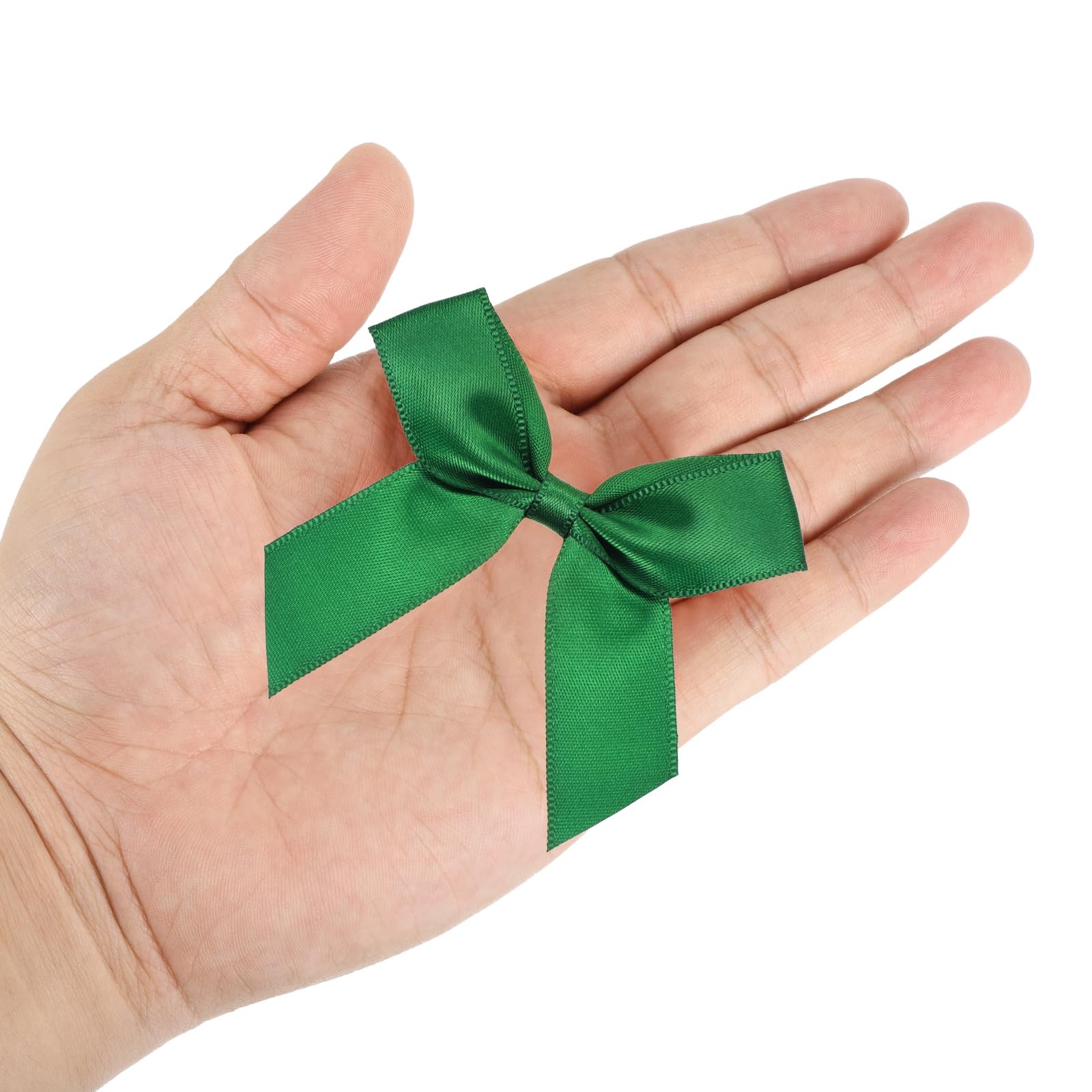 50 PCS Emerald Green Mini Fabric Satin Ribbon Flower Bows Craft DIY 2.5 Inch