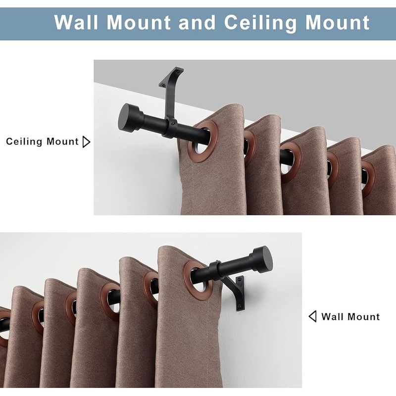 Heavy Duty Adjustable Curtain Rods Durable Diameter Indoor Wall Mount Brackets