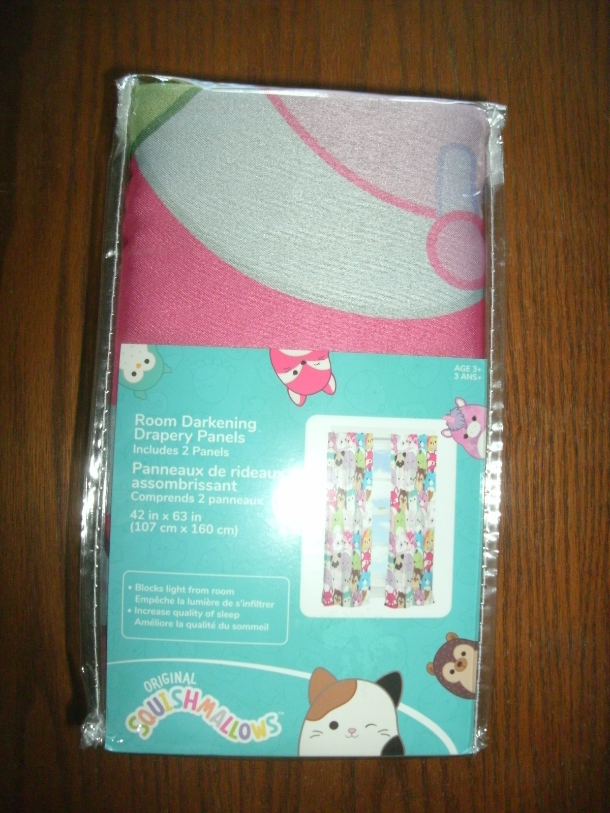 NEW Squishmallows Room Darkening Curtains 2 Panels 42×63 in. rod pocket drapes