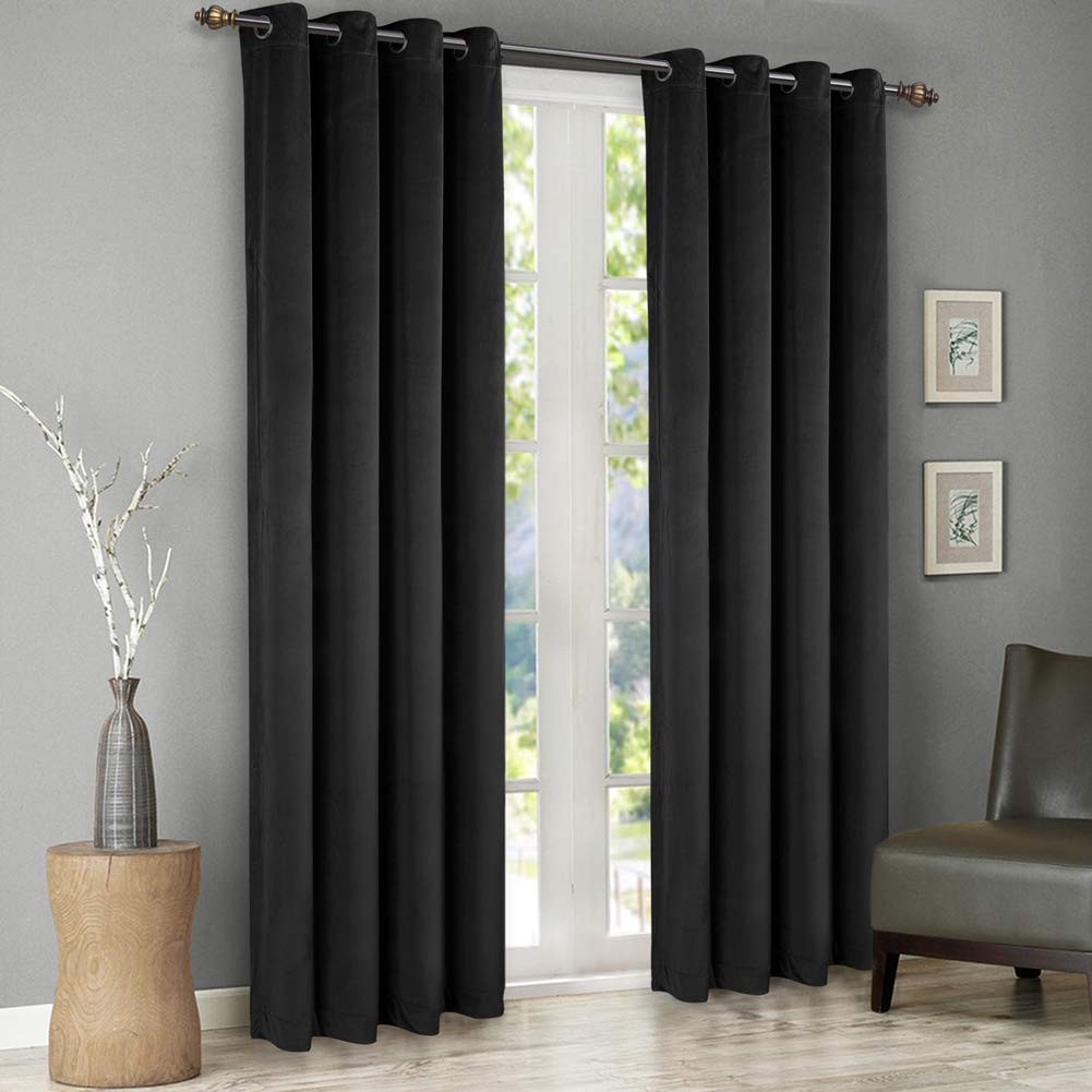 Thermal Velvet Curtains 52×96 Inchout Thermal 52″W x 96″L (Pack of 2) Black