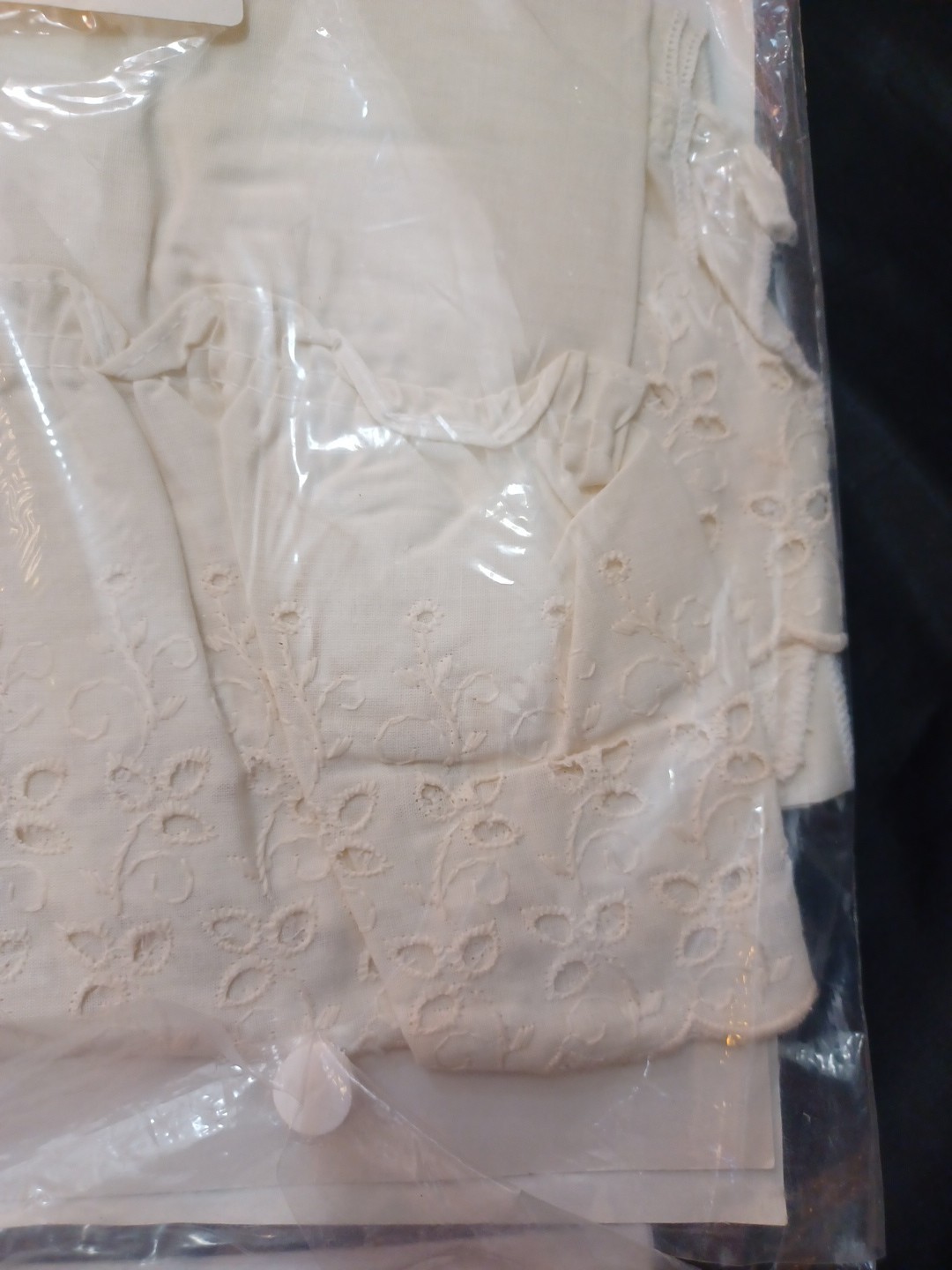 Vintage NOS Ruffled Swagger Curtain Valance 60″ X 18″ Cream Eyelet Curtron