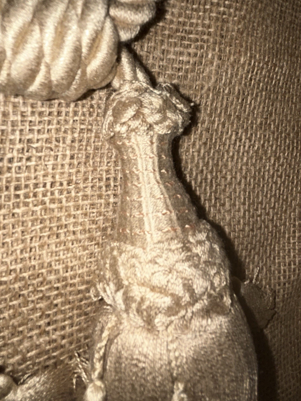 VTG DOUBLE Creamy Tan Detailed 6” Tassel Curtain Tieback 20.5”L