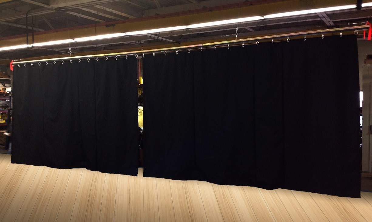 Lot of (2) Black Stage Curtain/Backdrop/Partition, 11 H x 20 W each, Non-FR