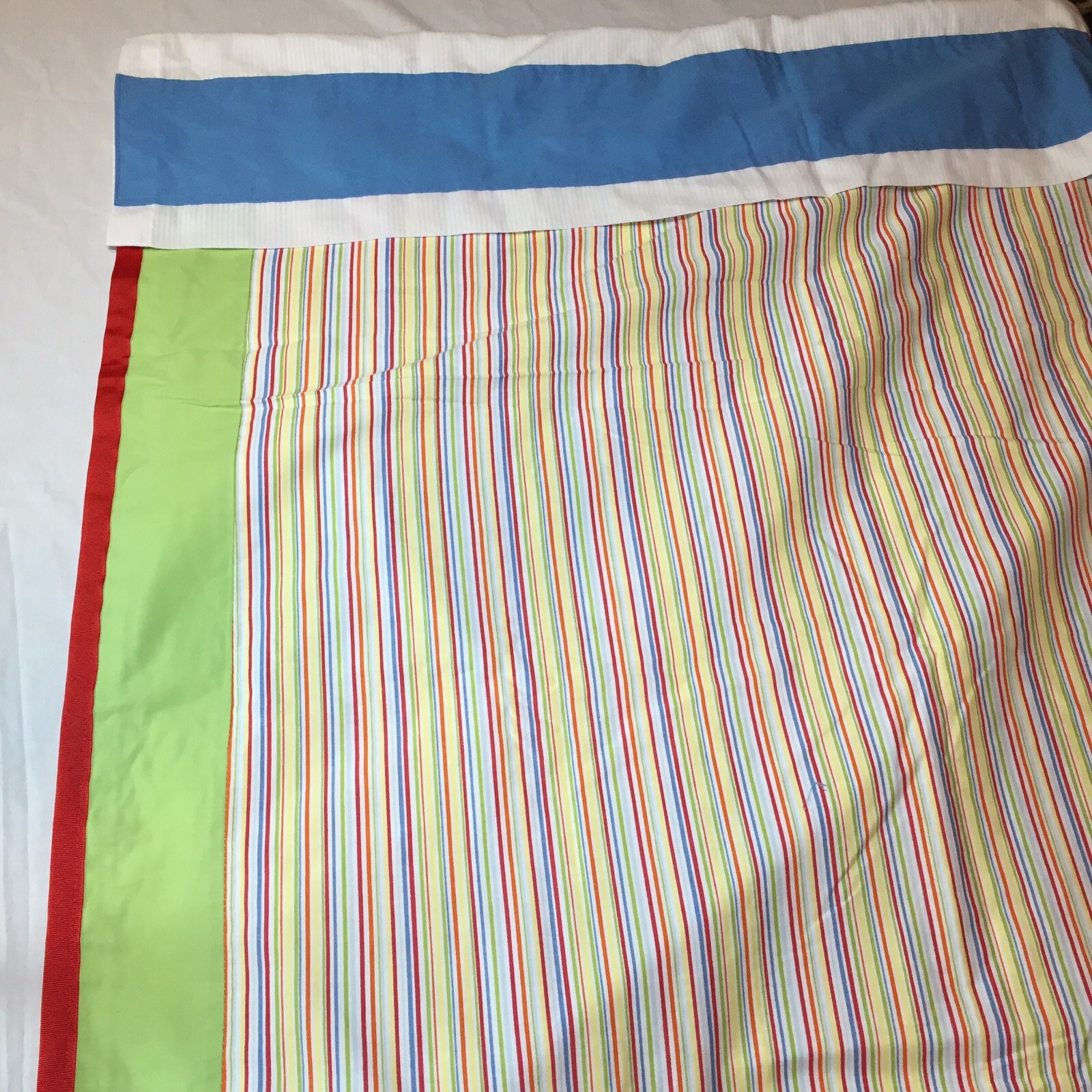 4 Pc Curtain Set Green Blue Yellow Red Stripe Country Curtains Panels Valances