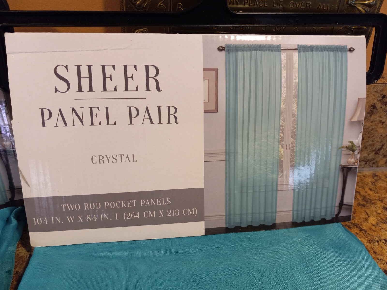 4-Piece (2-Pair) Rod-Pocket Sheer Panels Turquoise 100% Poly 104″wide x 84″long