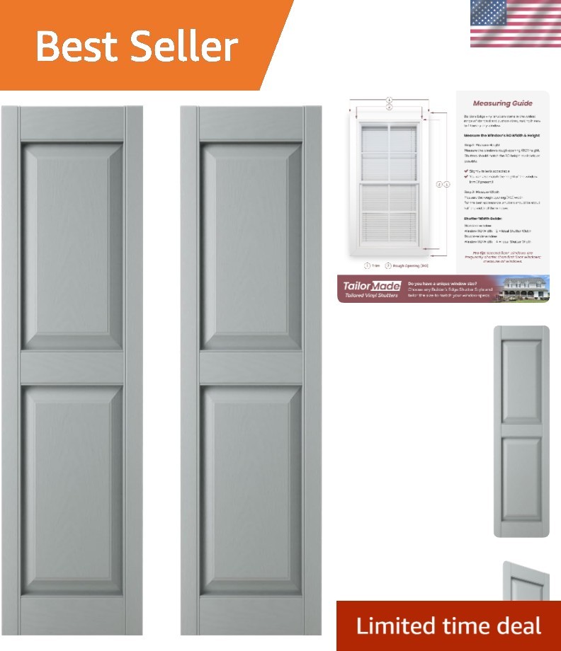 14.75 in. W x 35 in. H , Standard Two Equal Panels, Raised Panel Shutters, In…
