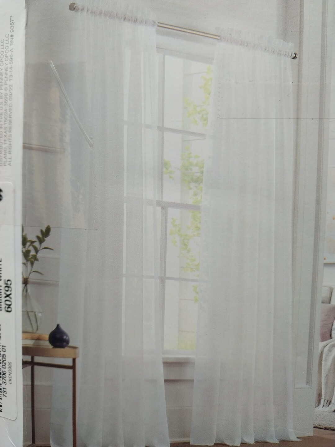 Liz Claiborne Rod Pocket Panel Curtain Lisette Brigh White 60 x 95in Sheer