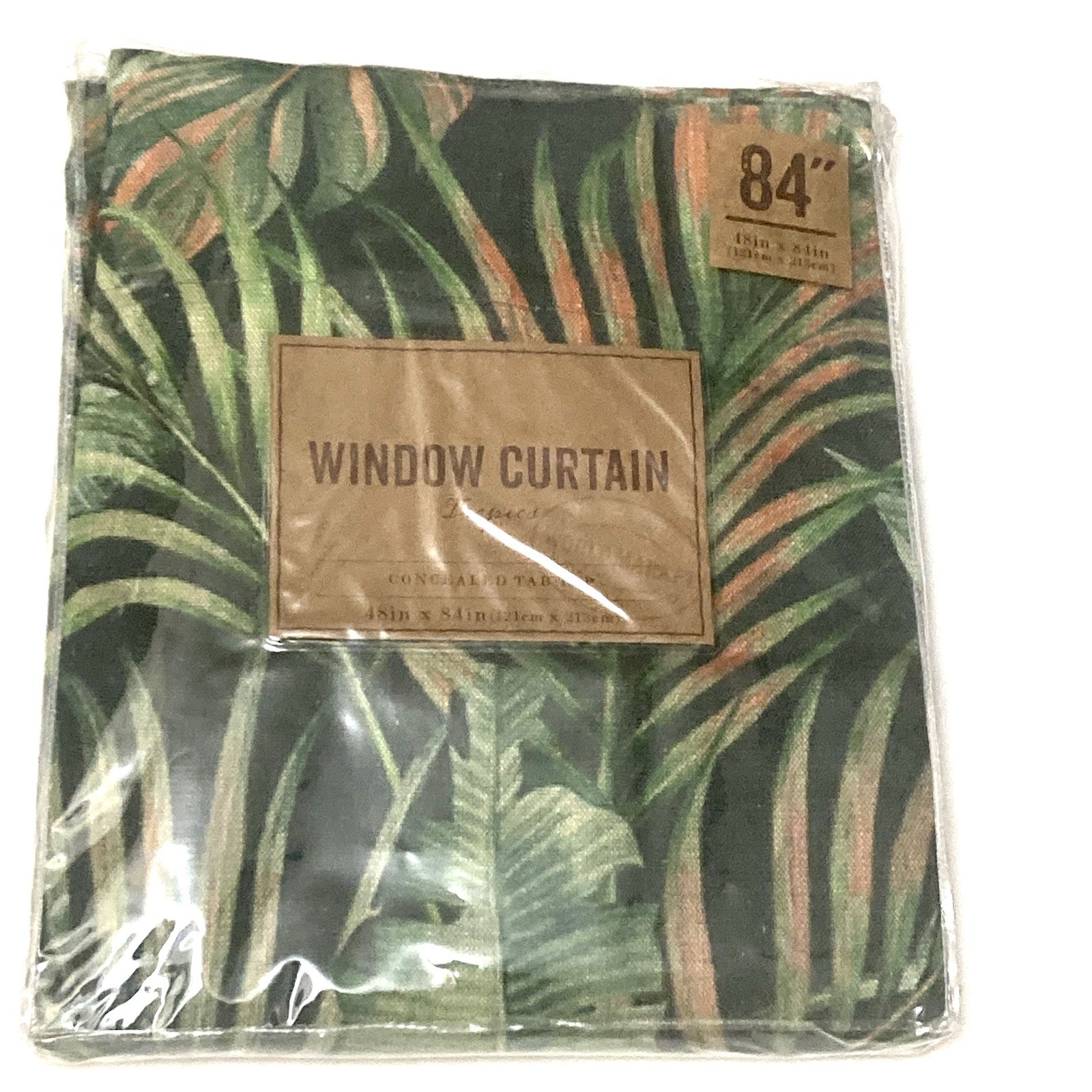 WORLD MARKET Concealed Tab Top Window Curtain Drapery Panel 48″x 84″ Palm Leaf