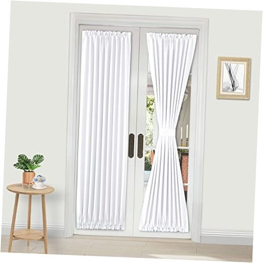 French Door Curtains – Rod Pocket Thermal 25″W x 72″L (Pack of 1) Pure White