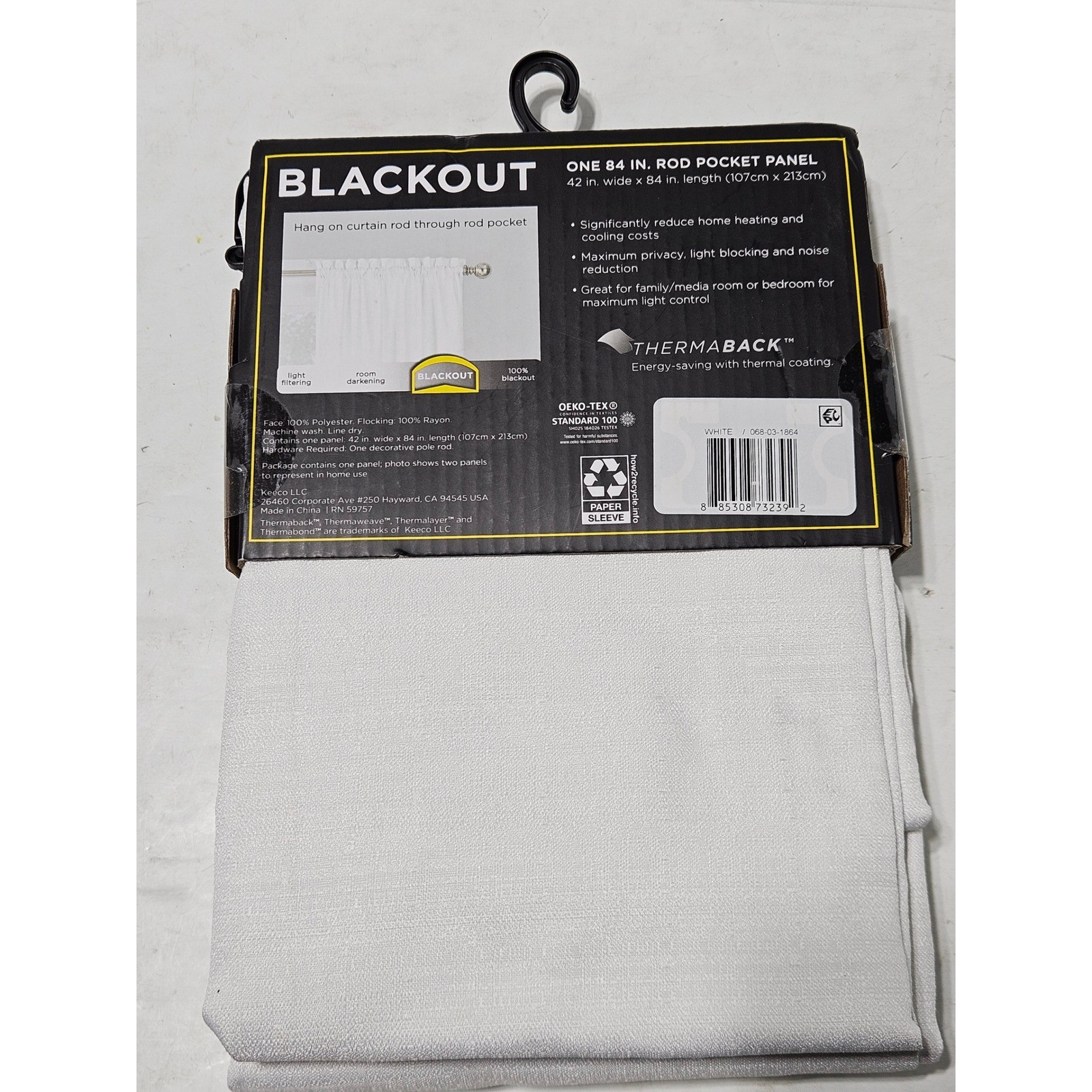 Eclipse Braxton White 1 Blackout Rod Pocket Curtain Panel Eclipse White 42×84