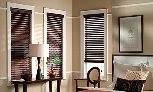 Espresso Cordless Premium Faux Wood blinds 2.5 in Slats 23 in. W x 48L (2 PACK)