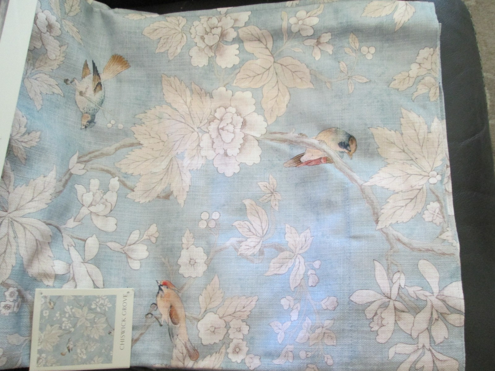 Sanderson Blue Bird Toile Curtains 50×96 Set 2 Panels French Country Cottage/NW