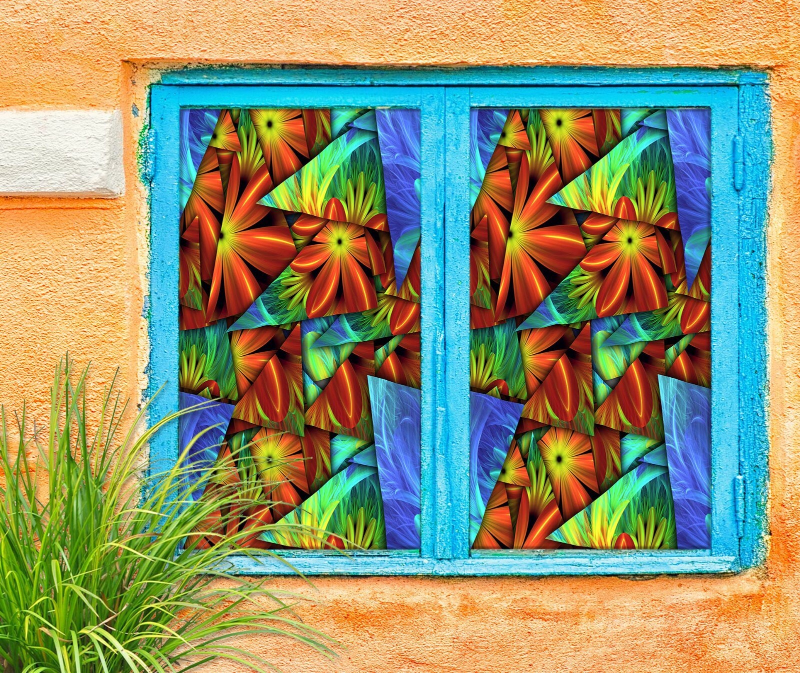3D Green Triangle A796 Window Film Print Sticker Cling Stained Glass UV Zoe