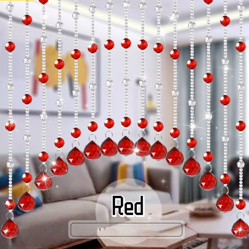 25 Strings Crystal Bead Curtains Doorway Garland Hanging Fringe Tassel Room Red
