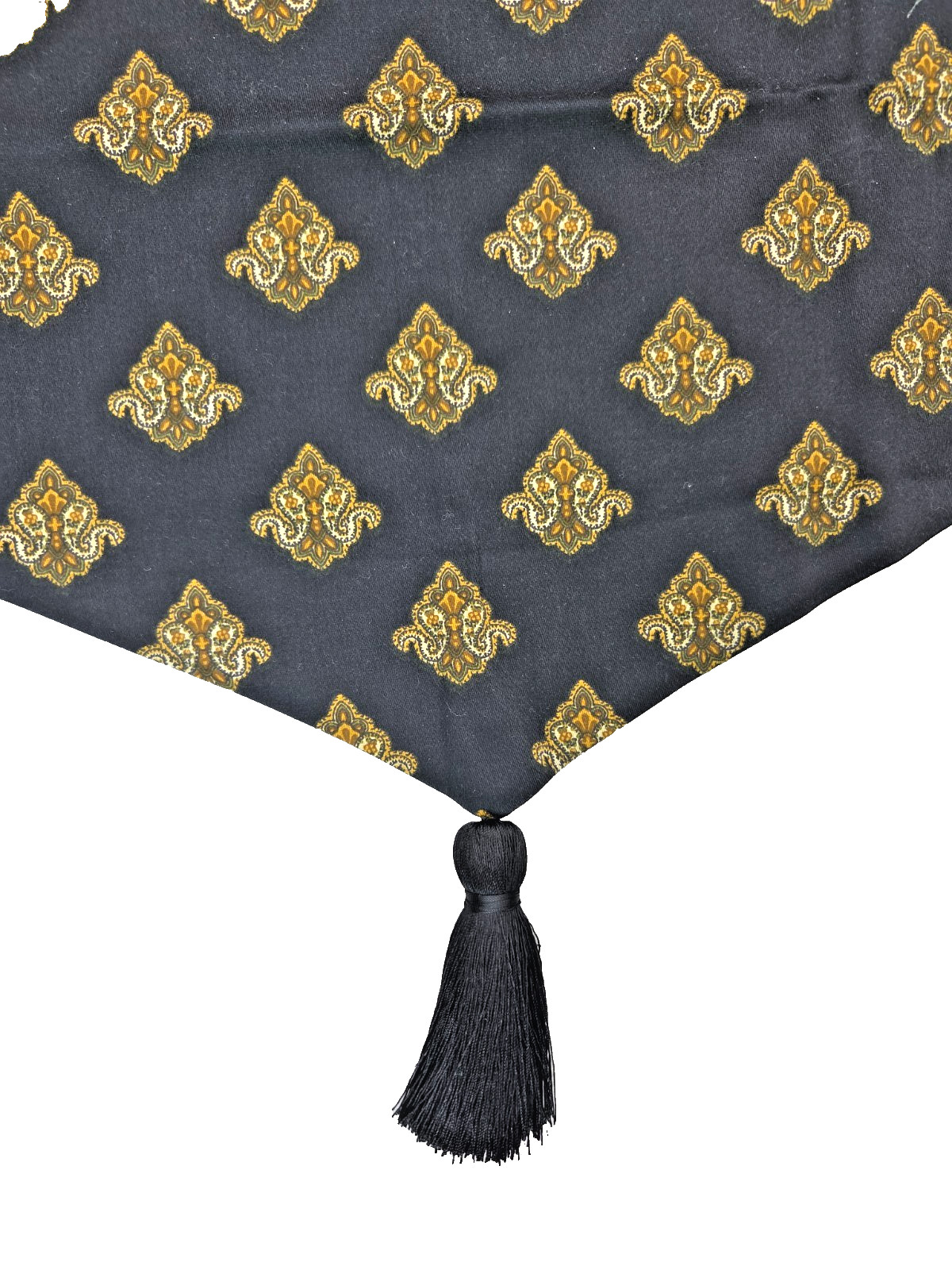 2 Vtg NEW Waverly Eagle Crest Black Ascot Valances Black 52 x 20″ Tassel 90s Y2K