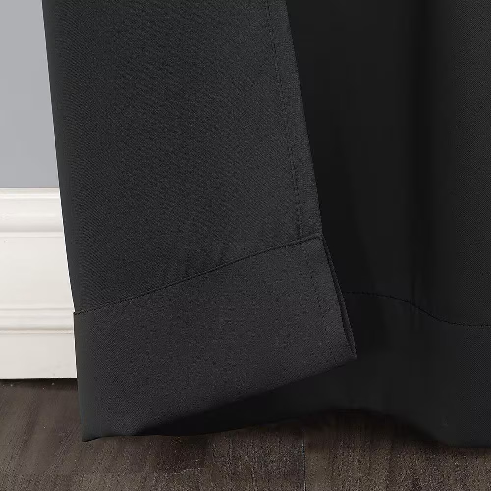 Black Woven Thermal Blackout Curtain – 100 In. W X 84 In. L