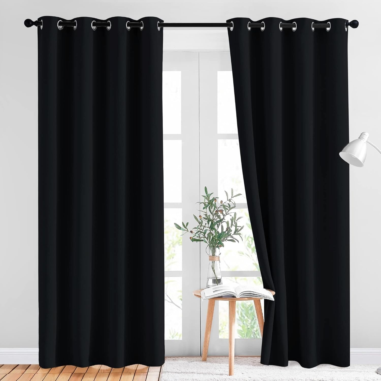 Set of 2 Luxurious Blackout Grommet Curtains for Bedroom & Living Room