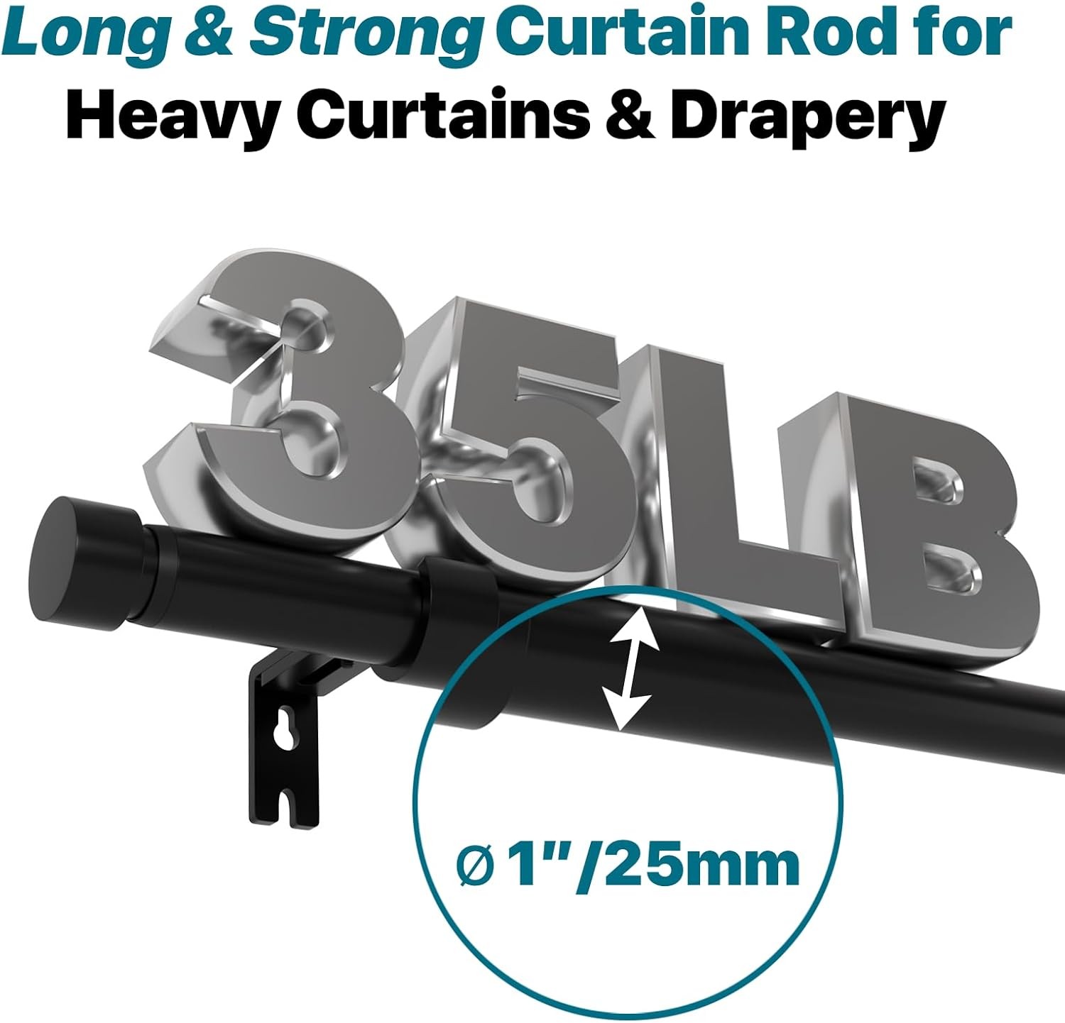 Extra Long Curtain Rod for Windows 30 to 240 inch, Heavy Duty Curtain Rods wi…