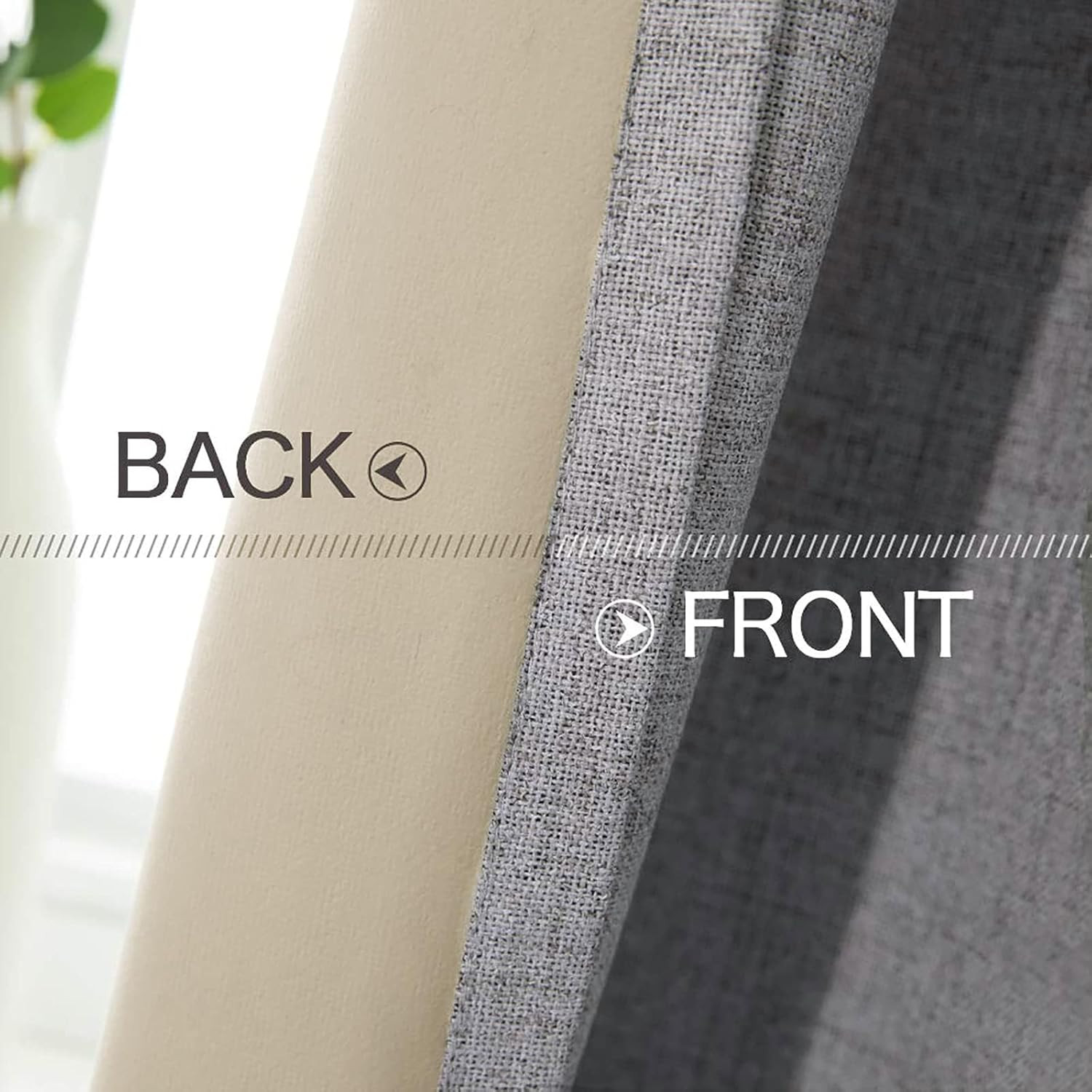 Luxury 100% Blackout Linen Texture Curtains – Grey, 52×72 Inch (2 Panels)
