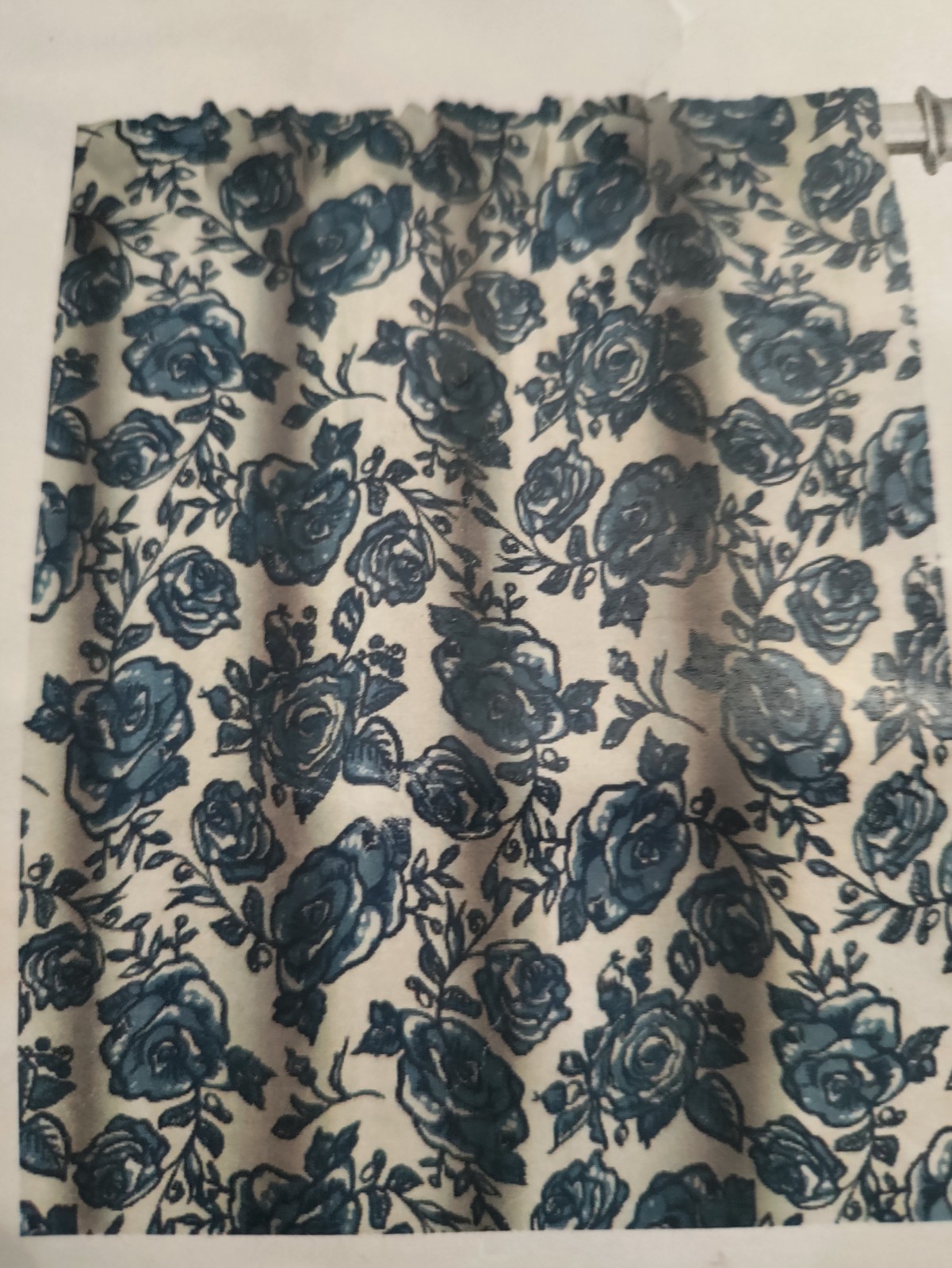 Lightweight Microfiber Rod Pocket Blue Floral Curtain Panels 56×95