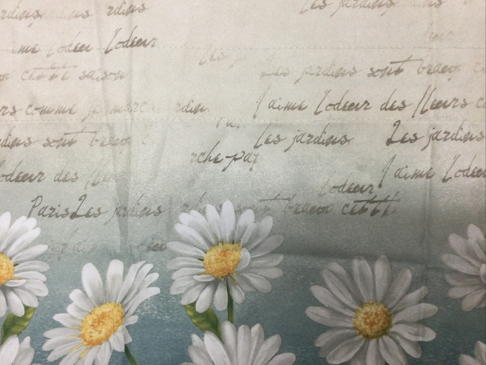 VALANCE DAISIES TEAL TAN YELLOW WHITE FLOWERS 100% POLYESTER 14″ X 57 COUNTRY