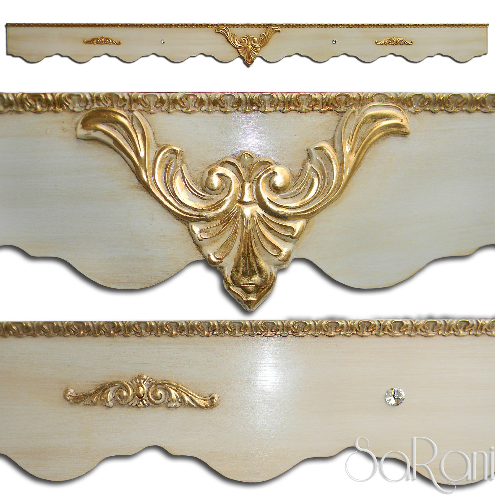 Elegant Wooden Mantua Custom Made with Golden Leaf Decorations